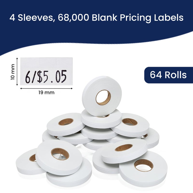 Perco White Pricing Labels for Monarch 1110 Price Gun - 4 Sleeves, 68,000 Pricemarking Labels - Image 3